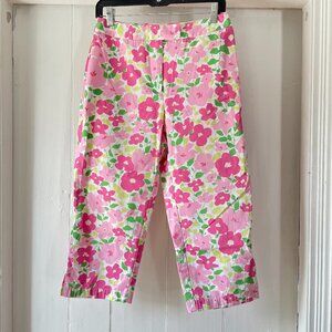 Liz Claiborne Capri Pants Women's Size 6 Pink White Green Floral Print Stretchy